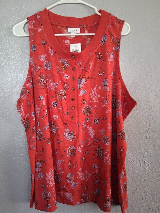 J. Jill Tops - J Jill NWT Floral Henley Tank Cotton Tencel 2X